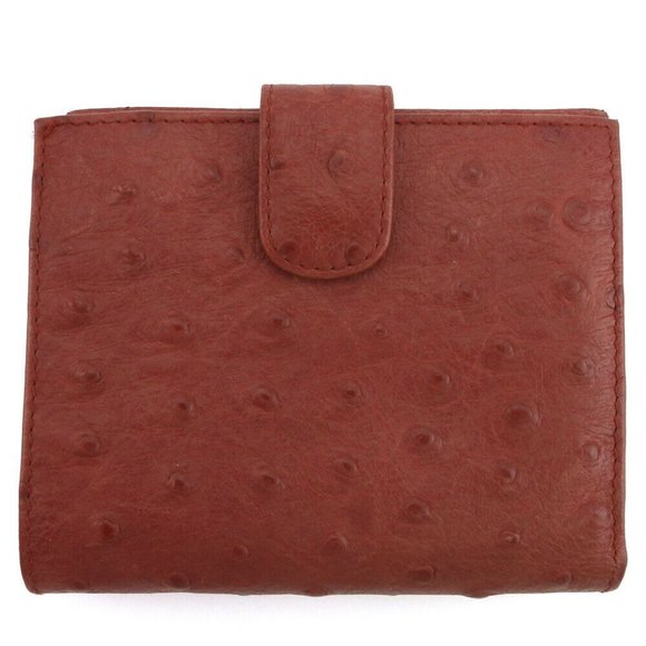 Leather Press FURLA bi-fold wallet Ostrich tone type Auth used L3086 - Picture 1 of 8